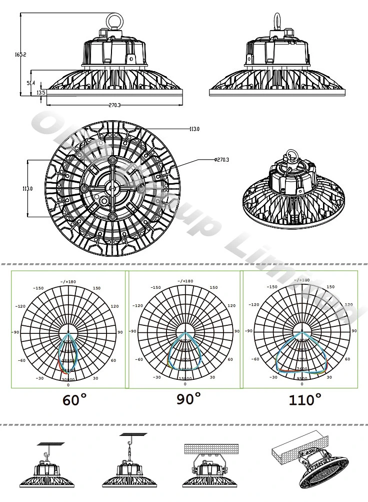 Oed Lighting Explosion Proof LED Industrial High Bay Light Fixture IP66 100W