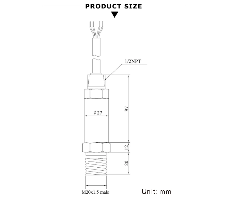 Analog Absolue Piezoresistive 4~20mA DC Liquids Oil Atex Explosion-Proof Pressure Sensor