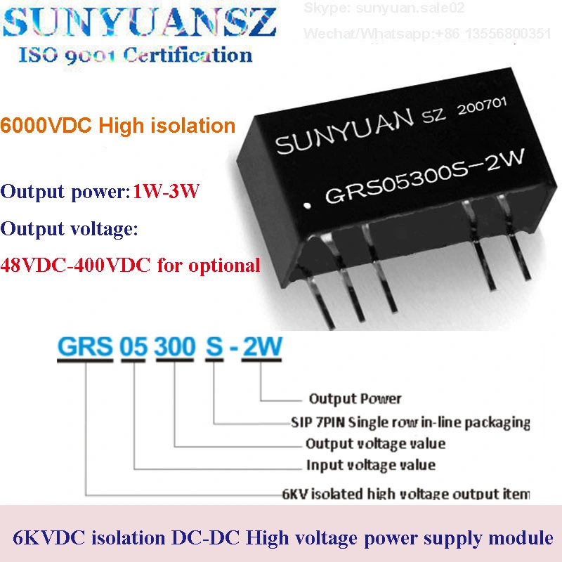 6kv Isolated 2: 1 DC Wide Voltage Input Range 48VDC~400VDC Output DC DC Converter