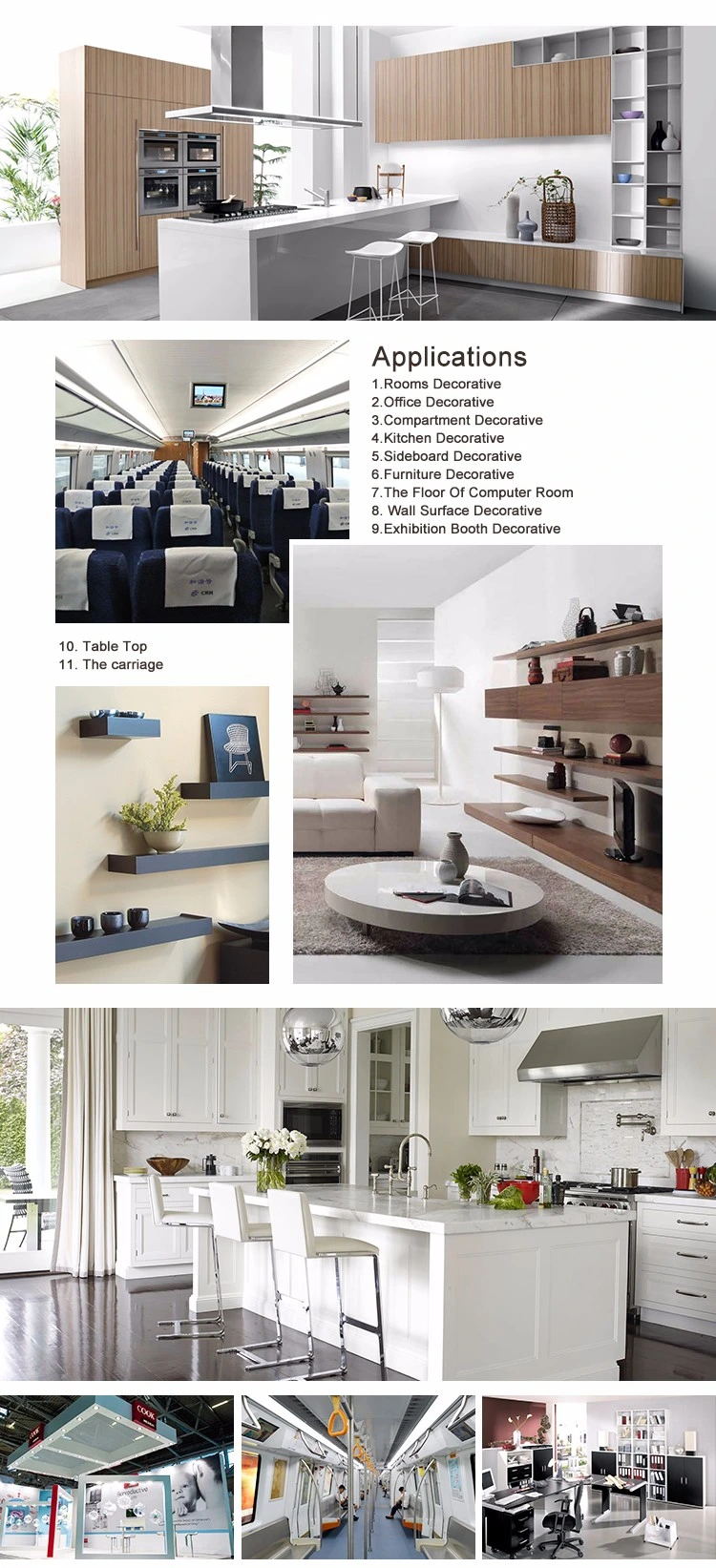 Eo-Friendly Fire-Resistant HPL Sheet / Cabinet Skin / Furniture Skin