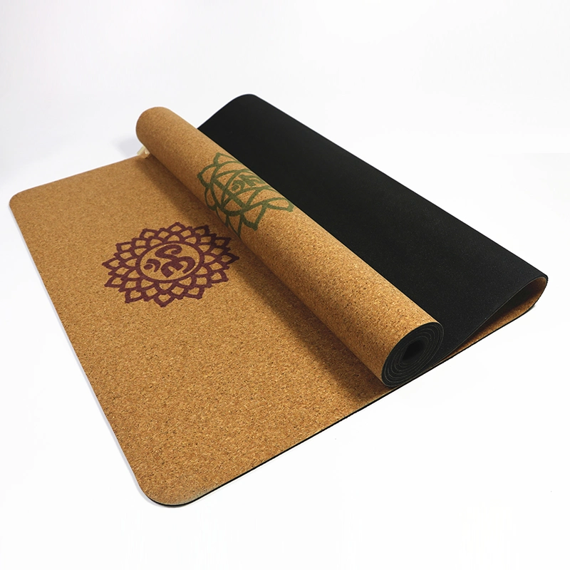 Custom Print 100% Natural Rubber Cork Yoga Mat Cork TPE Rubber Yoga Mat Eco Friendly