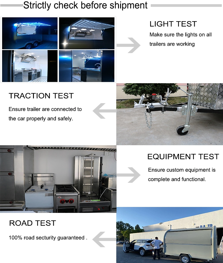 Portable Us Concession Food Trailer Food Trailer Solar Balcony Carbinet for Sale Camper Trailer