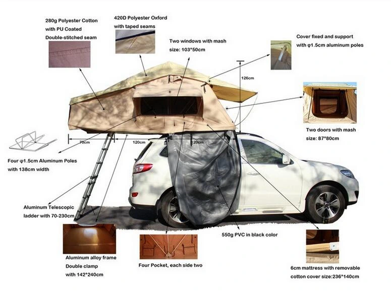 Factory Supply Outdoor 4X4 Camping Car Roof Top Tent