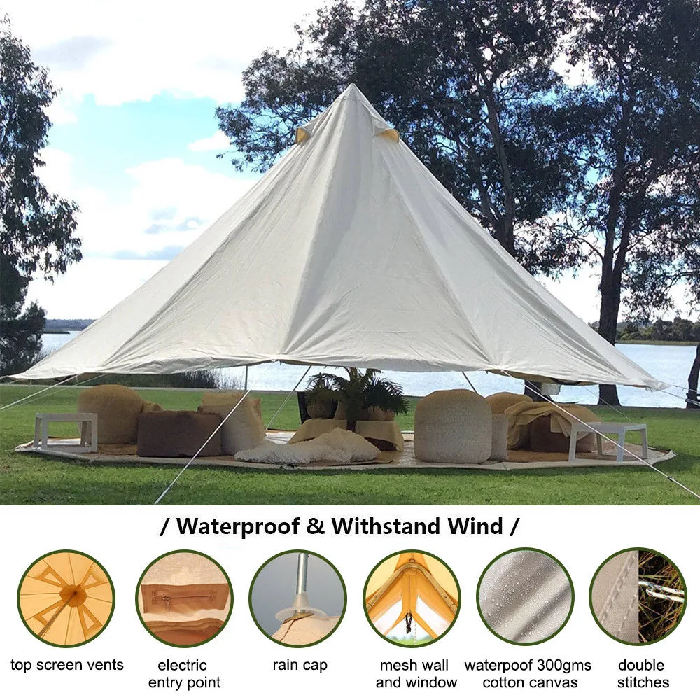 Luxury 3m/4m/5m/6m Cotton Canvas Swag Camping Outdoor Bell Tent for Sale