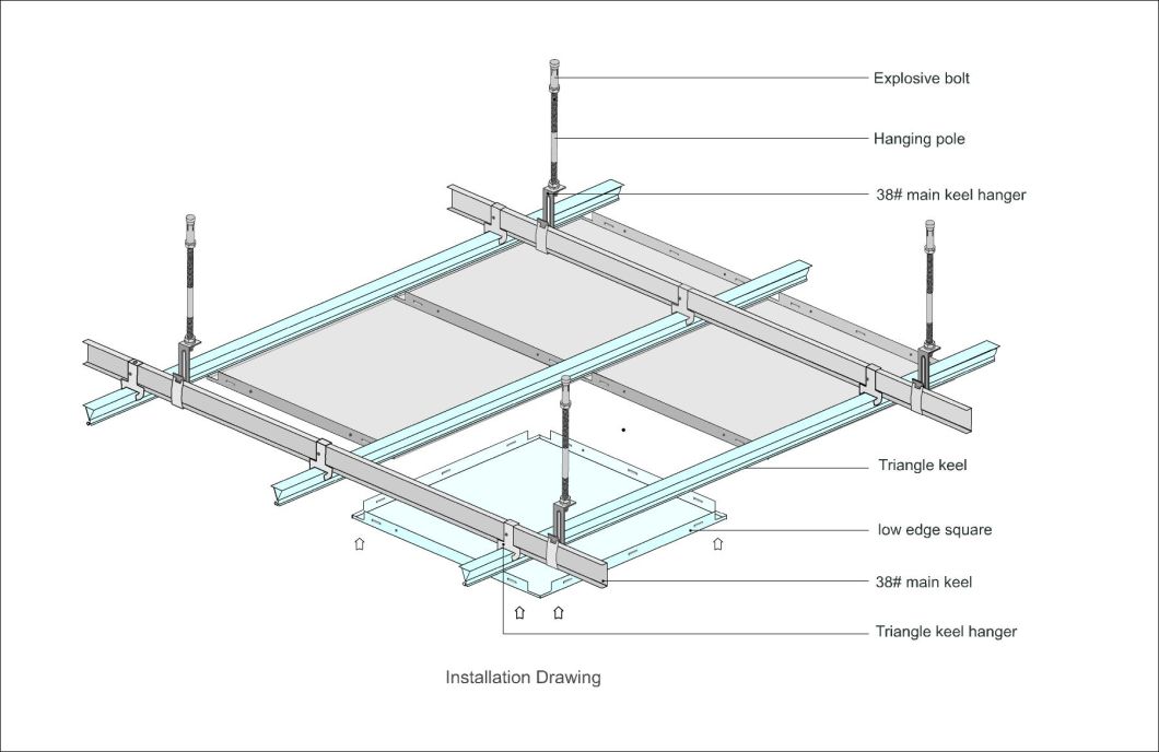 Soundproof Suspended Aluminum Clip in False Ceiling Tiles for Building Material