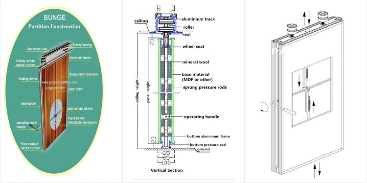 Soundproof Decorative Material Folding Movable Partition Walls with Installation