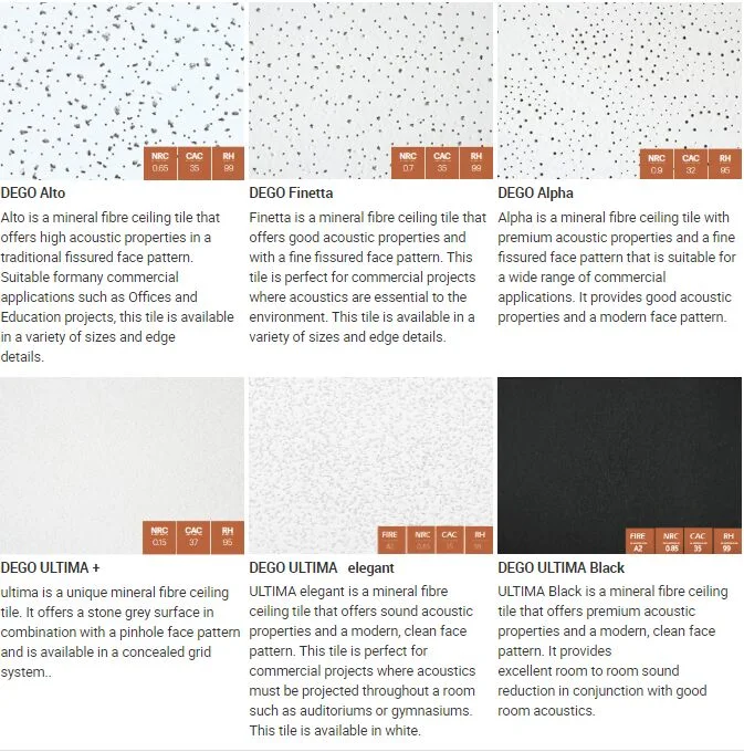 Acoustic Fiberglass Ceiling Board Fire Retardant Sound Absorbing Soundproof Material