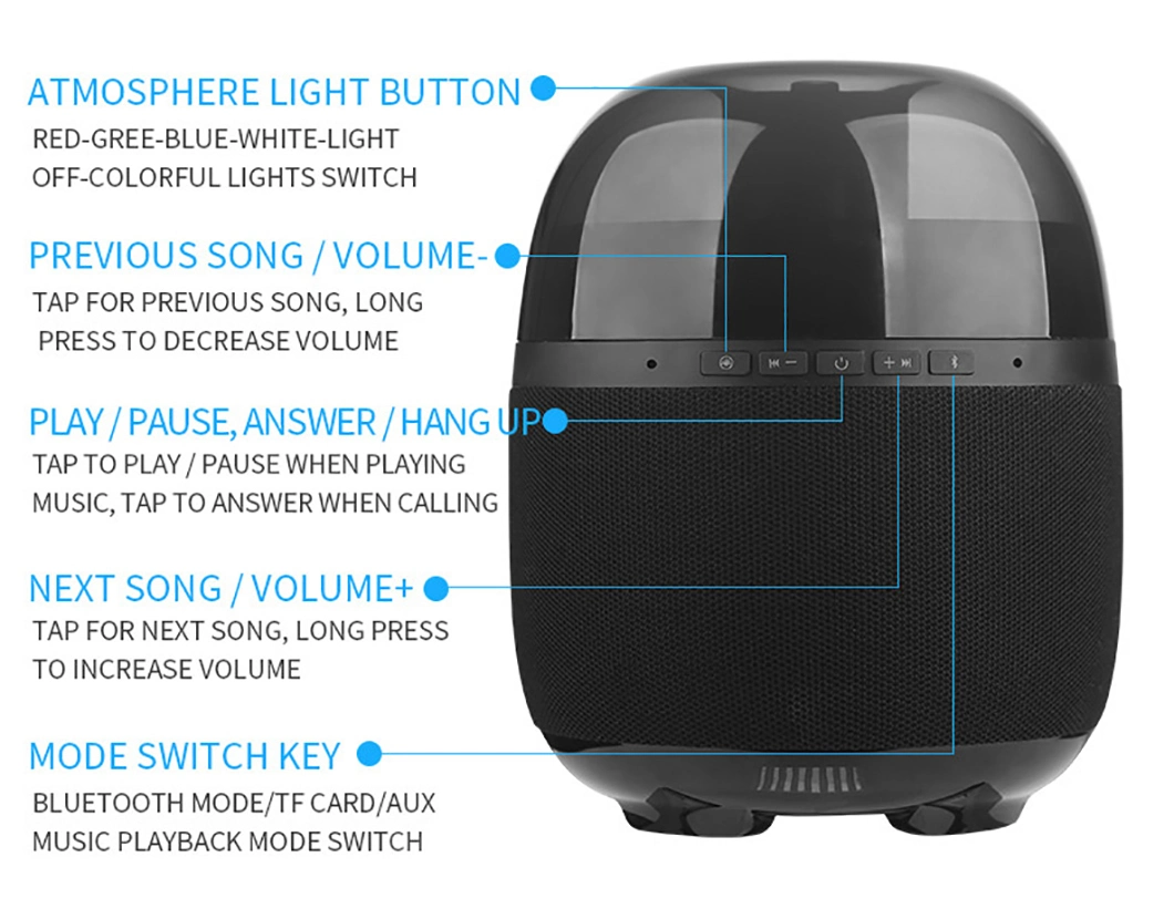 Best Portable Speaker 4color Light Bluetooth Speakermist Aromatherapy Diffuser with 10 Hours Playtime Superior Sound