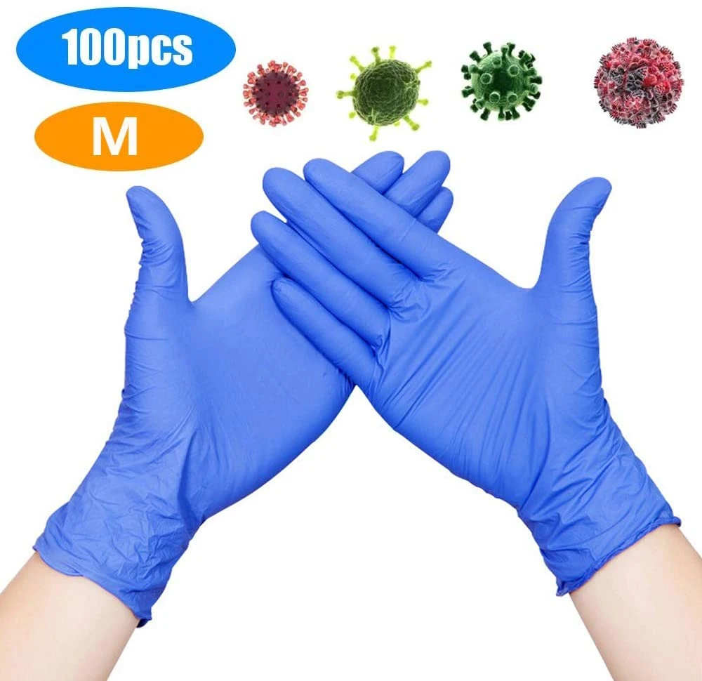 Large in Stock Certificate Comfortable Cheap Blue Powder Free/Powder Blue Nitrile Gloves Made in China