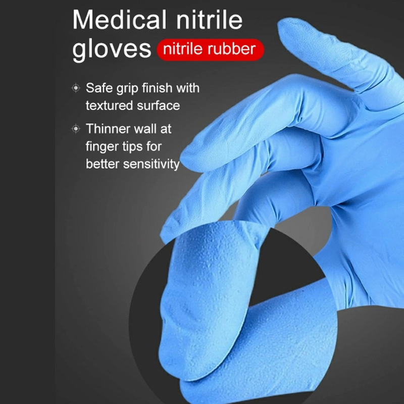 Large in Stock Certificate Comfortable Cheap Blue Powder Free/Powder Blue Nitrile Gloves Made in China