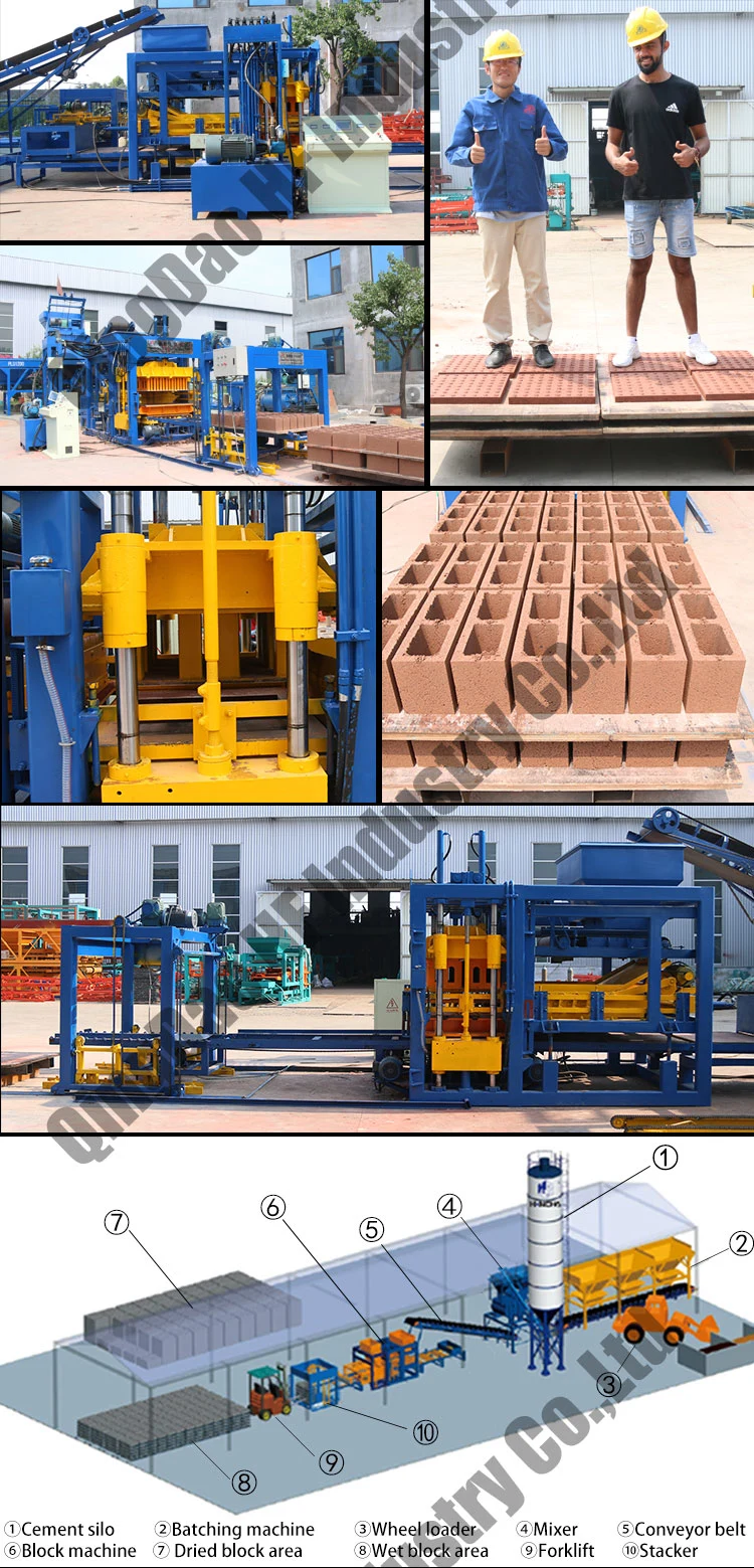 Cement Hollow Block Production Line Qt12-15 Automatic Concrete Block Making Machine Bangladesh