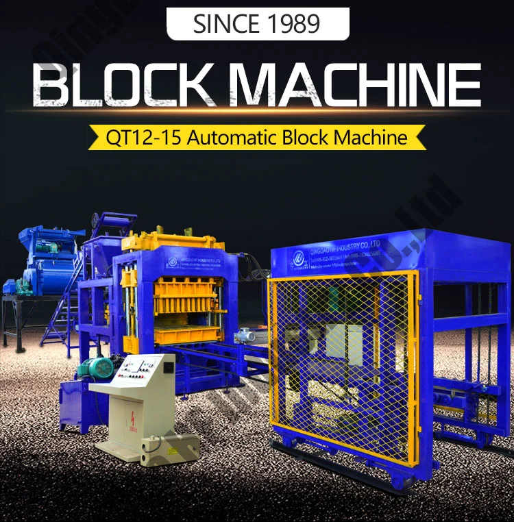 Cement Hollow Block Production Line Qt12-15 Automatic Concrete Block Making Machine Bangladesh