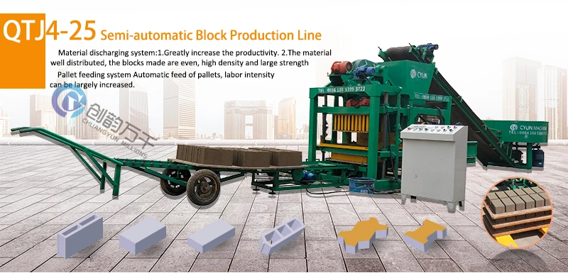 Qtj4-25 Simple Full Automatic Hollow Block Solid Brick Machine Production Line for Sale