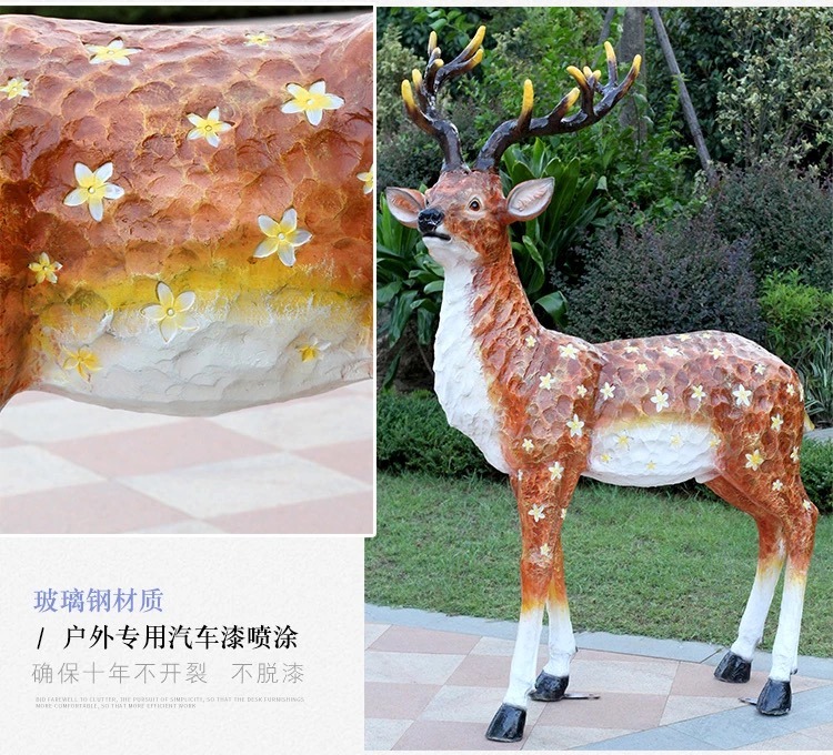 Realistic Decorative Farm Resin Garden Animals Sitting Giraffe Figurine Statue