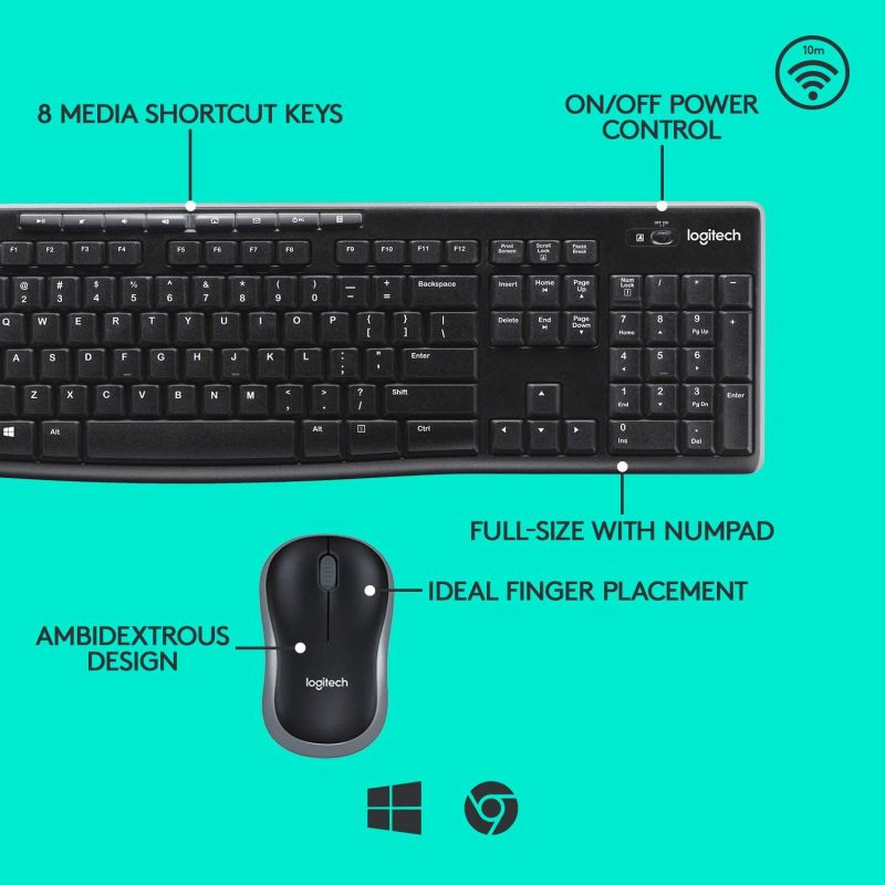 Mk270 Wireless Keyboard and Mouse Combo - Keyboard and Mouse Included, Long Battery Life
