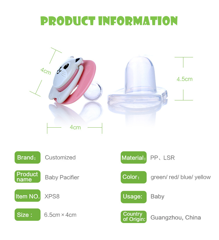 BPA Free Baby Silicone Nipple with Anti-Dusk Cover Animal Pattern