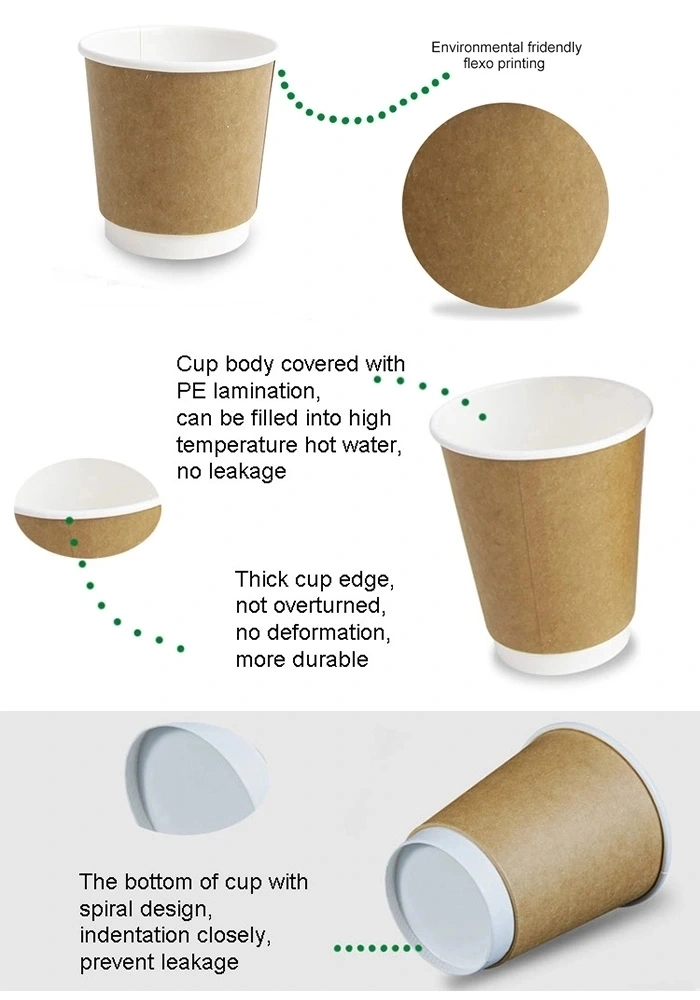 Takeaway Paper Cups Cheap Coffee Cups with Lids Disposable Double Wall Ripple Wall for Hot Dirnking