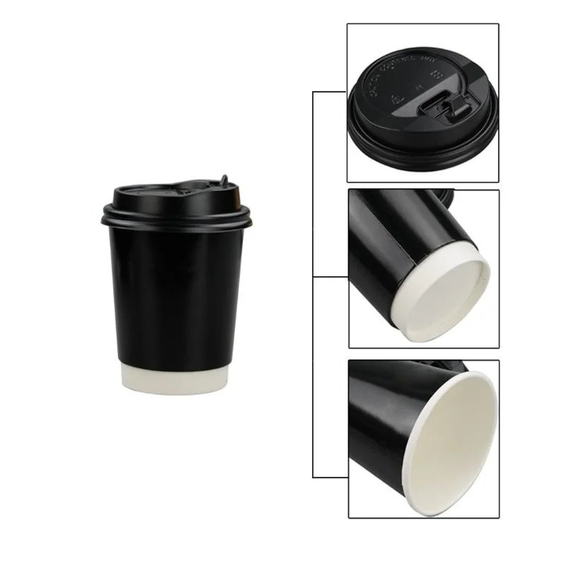 Takeaway Paper Cups Cheap Coffee Cups with Lids Disposable Double Wall Ripple Wall for Hot Dirnking