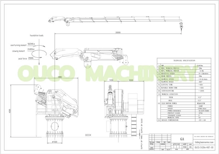 From China Manufacturer, 5t20m Folding Telescopic Marine Crane