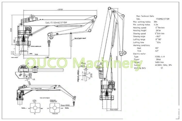 Offshore Crane Folding Knuckle Boom Jib Telescopic Hydraulic Crane Addvanced Components