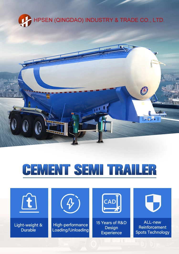 2 Axles 30cbm Cement Bulker V Shape Bulk Cement Hopper Semi Trailer