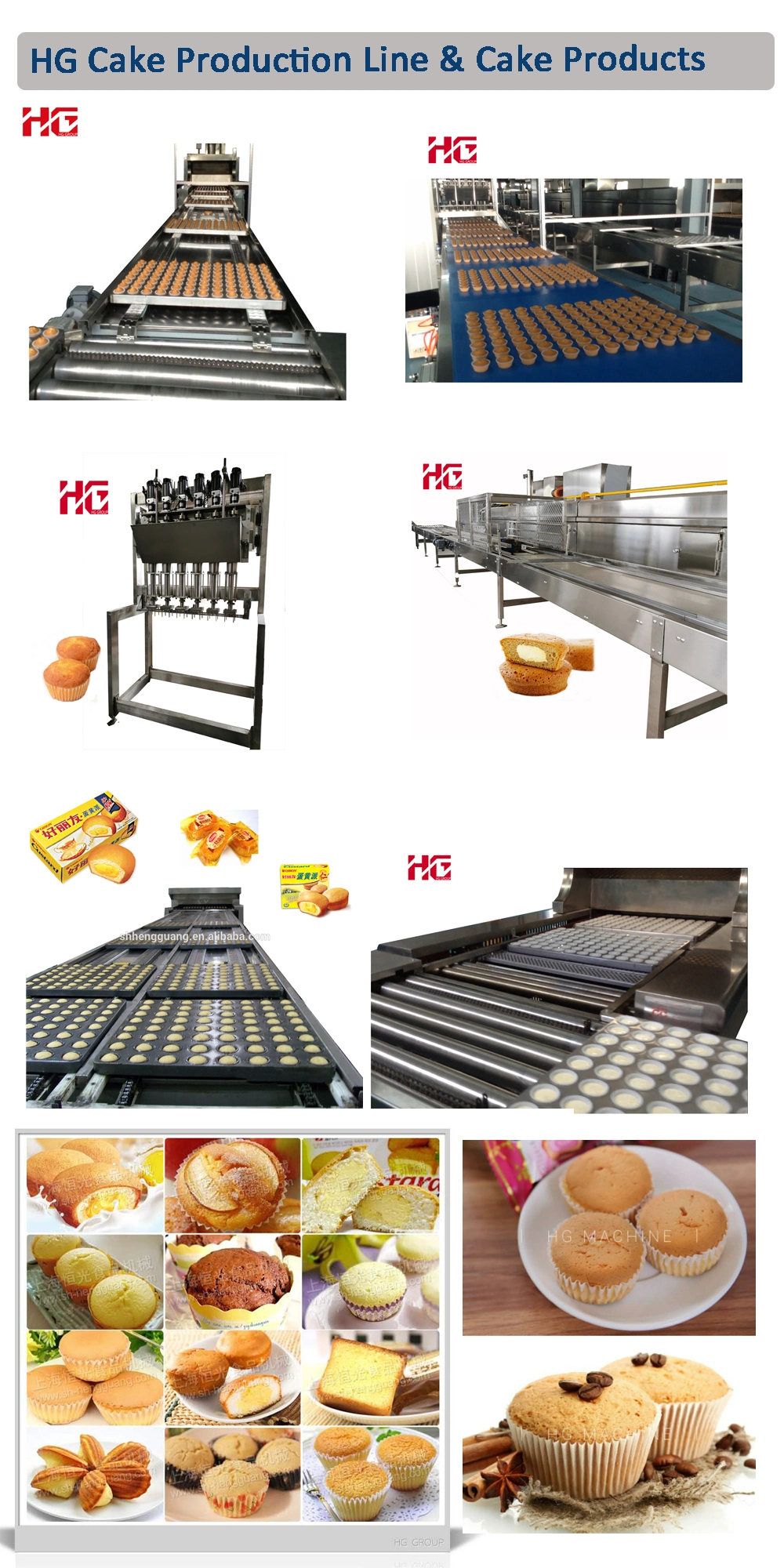 Automatic Cupcake Production Line / Automatic Muffin Cake Making Machine / Complete Cake Making Machine