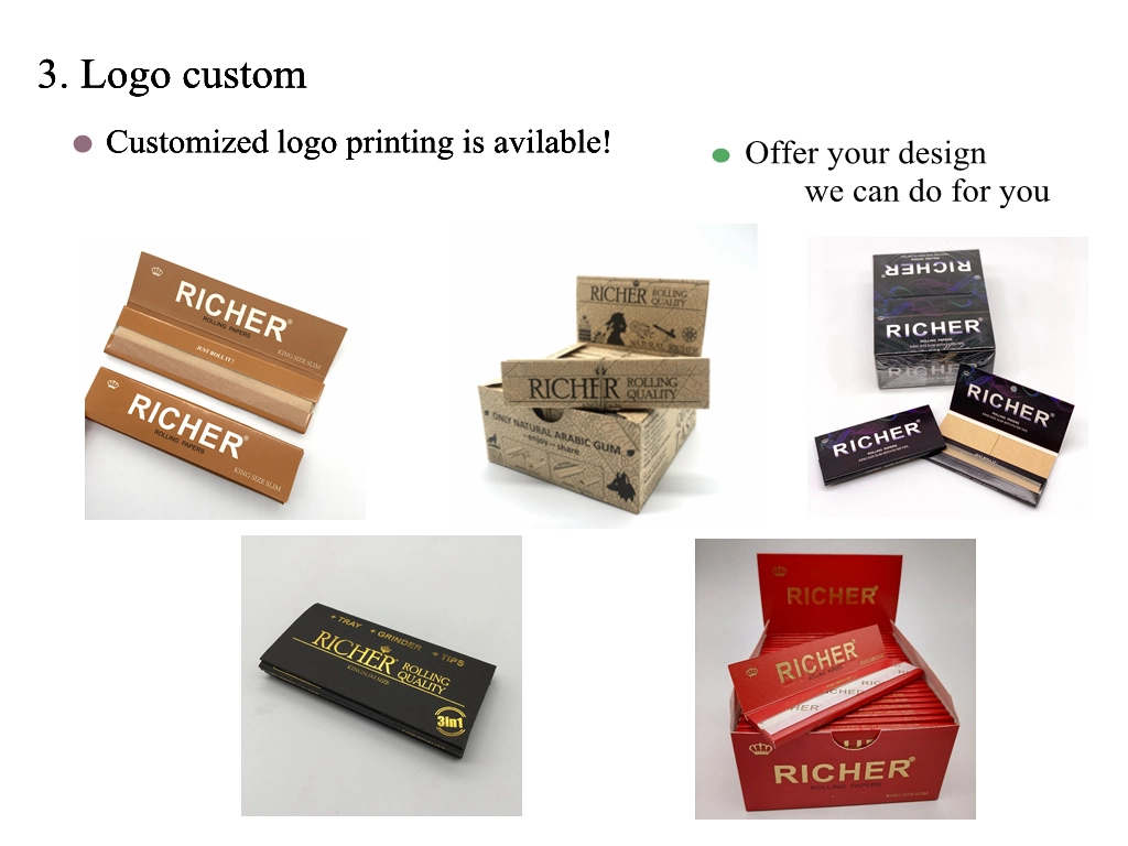 Grinder+Rolling Paper+Fliter 3 in 1 Rolling Paper with Logo Printing Cigarette Rolling Paper