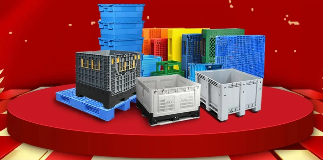 Large Transport Plastic Foldable Bins Collapsible Plastic Pallet Box