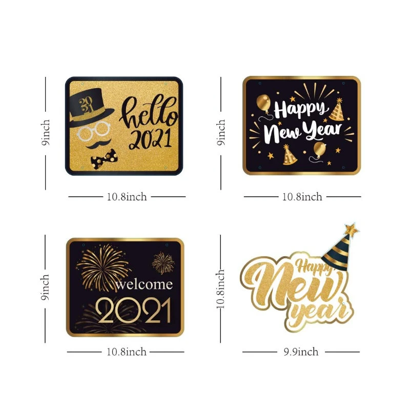 2021 Happy New Year Door Hanging Signs Board Decorations