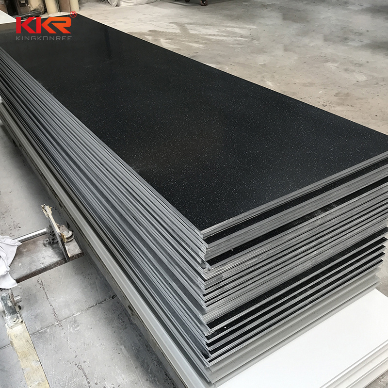 Wholesale Luxury Building Black Grains Chips Solid Surface Sheet