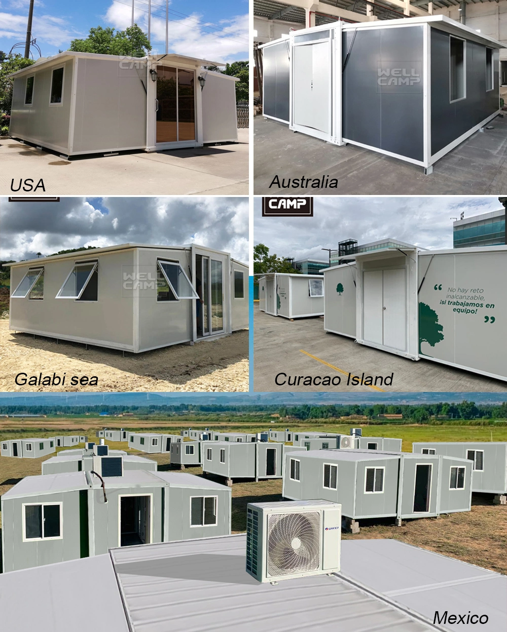 Prefabricated Flat Pack Collapsible Commercial Living Storage Dormitory Home House Office Building Modular Container