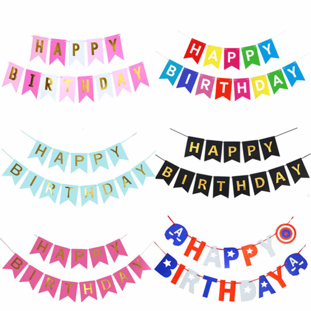 Baby Shower Decoration Bunting Banners Flags Happy Birthday Banner Kid Birthday Party Supplies