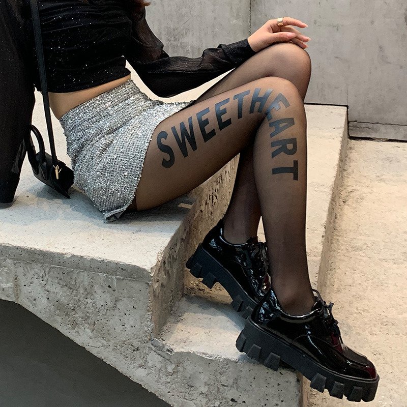 Wholesale Popular Luxury Print Letter Custom Logo Charm British Women Pantyhose Tights