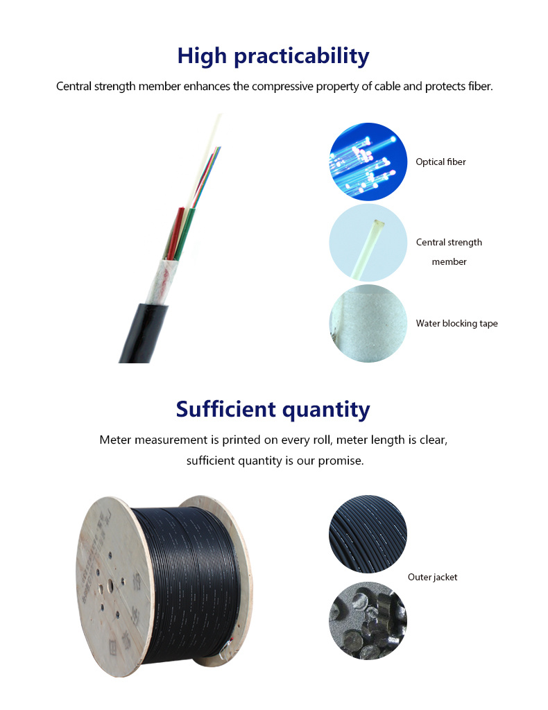 GYFTY Non Armored 12 Core Single Mode Fiber Optic Cable