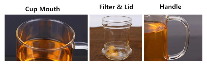 Pyrex Glass Tea Cup with Infuser Borosilicate Glass Teacup Glass Office Cup Gift Glass Teacup