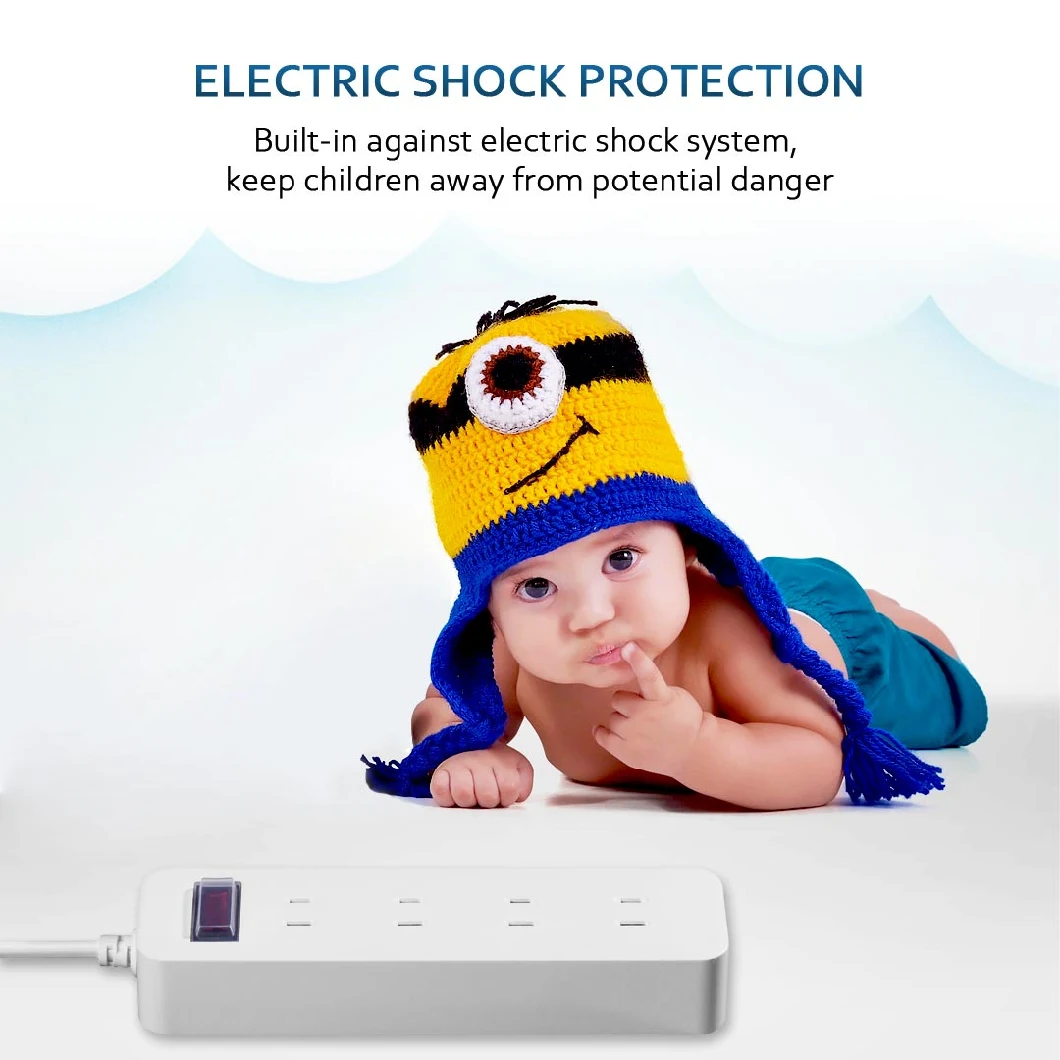 4 Outlets Surge Protector Waterproof Power Strip PSE Garden Garage