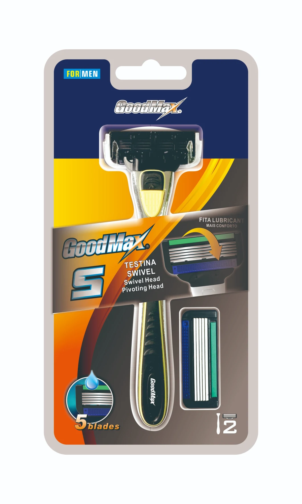 Zinc Alloy Handle 5 Blade Men Shaving Barber Face Disposable Razor Model 7005