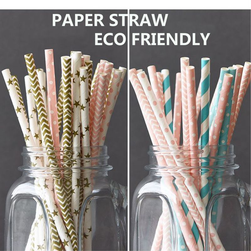Blue Cocktail Paper Wedding Straws