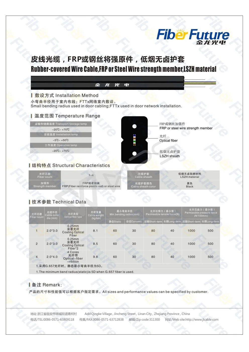 High Quality Multimode, FRP or Steel Wire Fiber Optic Cable