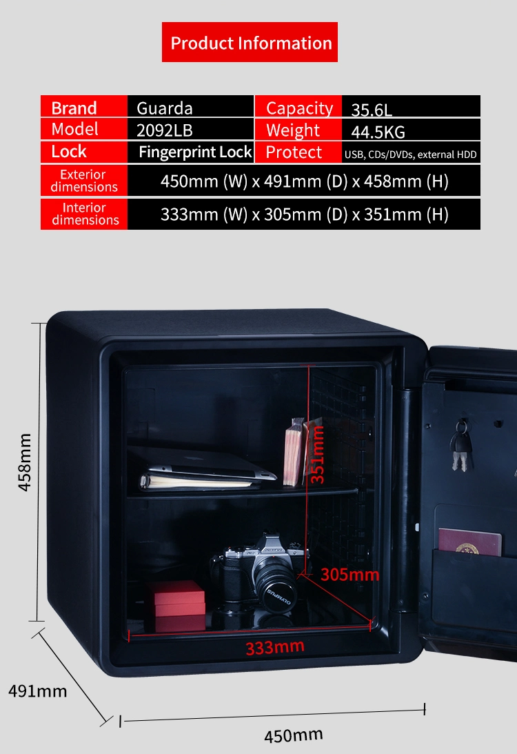 2020 Wholesale Fireproof Hotel Safe Box with Fingerprint Lock