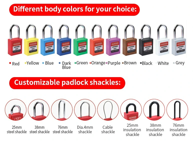 Lockey Loto OEM&ODM Steel Shackle Safety Padlock with Dust-Proof and Waterproof Cover