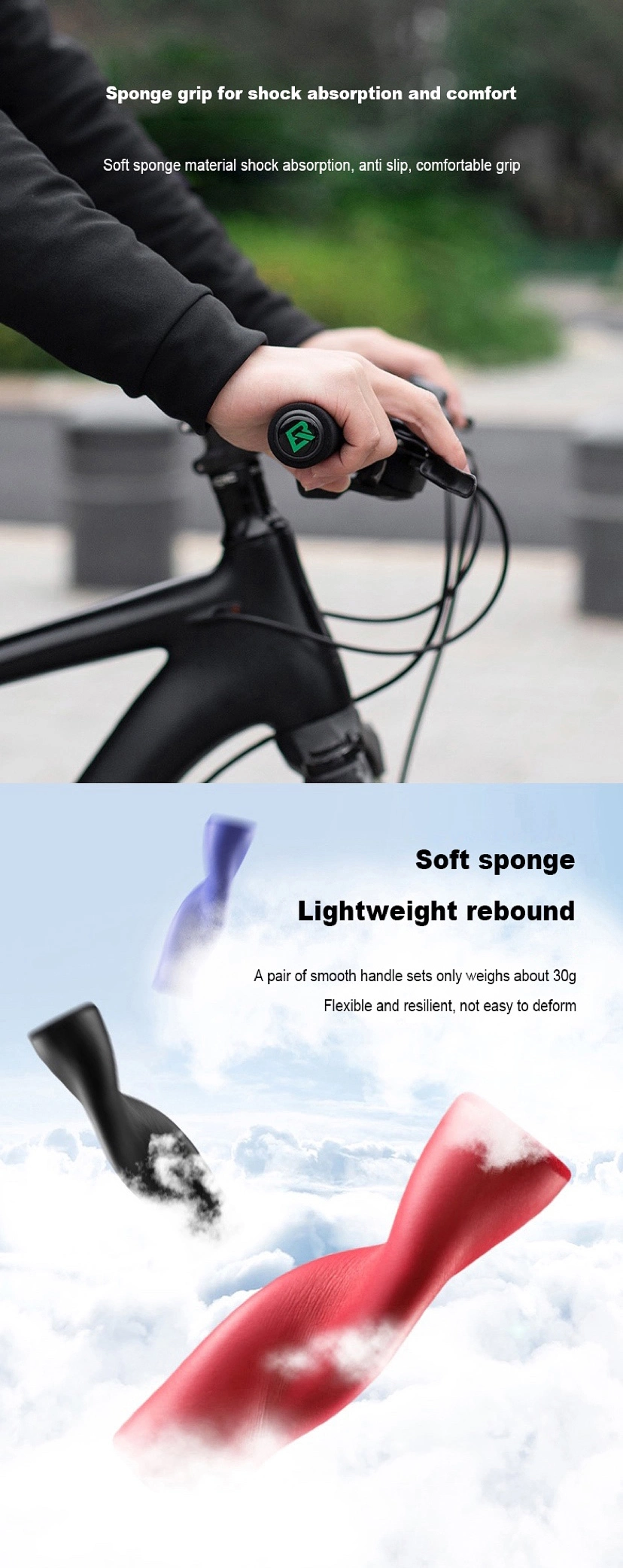 Bicycle Handlebar Cover, Riding Accessories, Mountain Bike Lock Silicone Sponge Handlebar Dead Fly Bicycle Handle