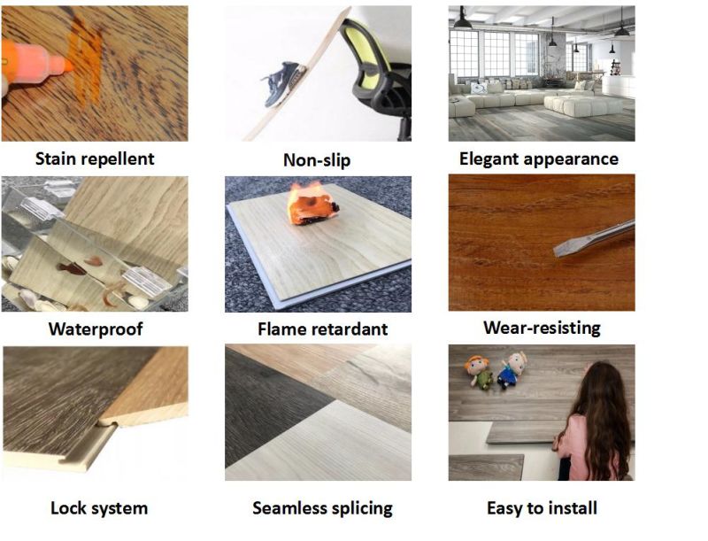 Indoor Decoration Click Lock Spc PVC Vinyl Plank Tile Flooring
