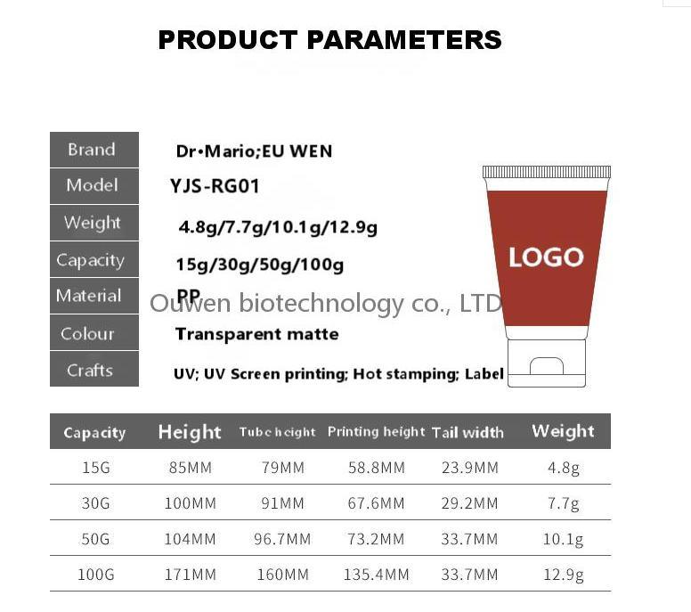 100ml Cosmetic Hose 100g Pearl White Cleanser Tube Printing Cleanser Hose Empty Tube Acrylic Cover