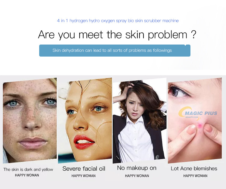 4 in 1 Hydrogen Hydro Bubble Beauty Facial Cleaning with Skinscrubber + Oxygen Spray Gun + Bio