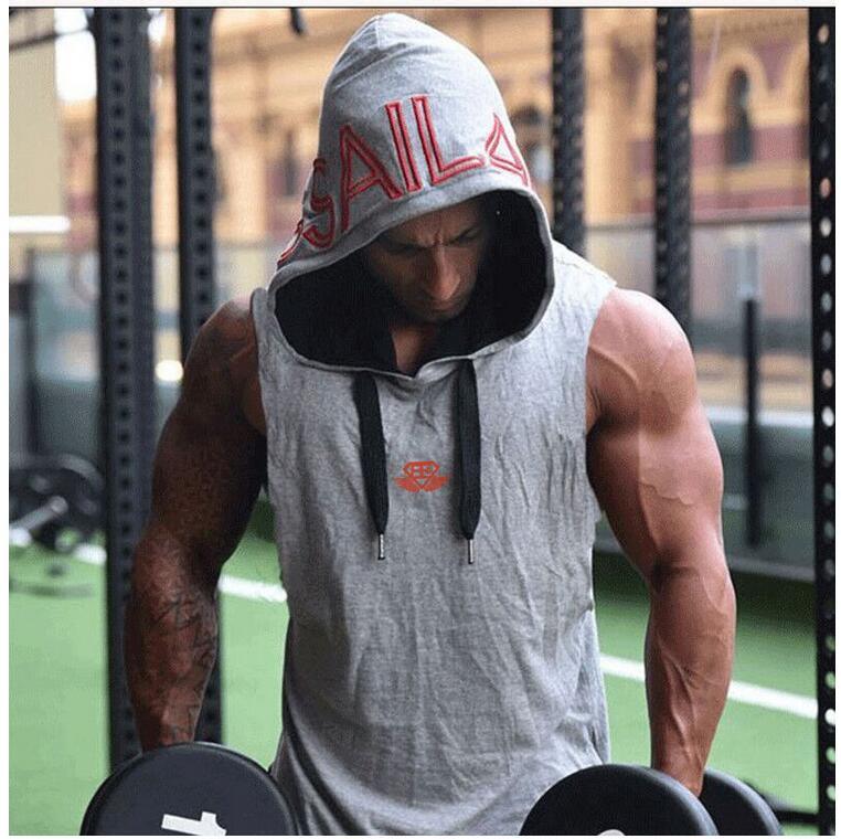 Men's Sleeveless Hoodie Vest Casual Slim Fit Vests Tank