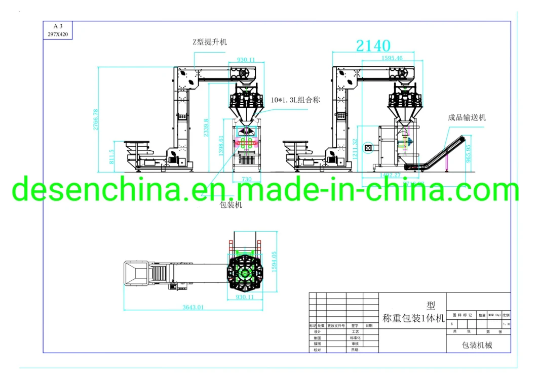 Automatic Multihead Weigher Packing Machine for Weighing Food