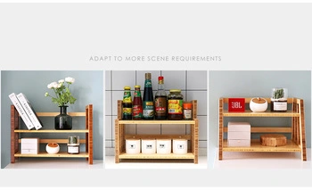 Multi Story Storage Shelves Bamboo Display Standing Book Desk Rack Organizer for Home Bedroom Bathroom