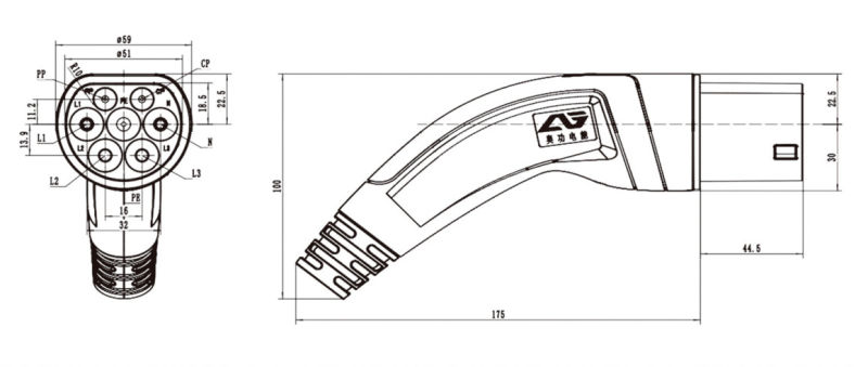 Fast Type1 to Type2 EV Charging Cable 16A 32A Duosida
