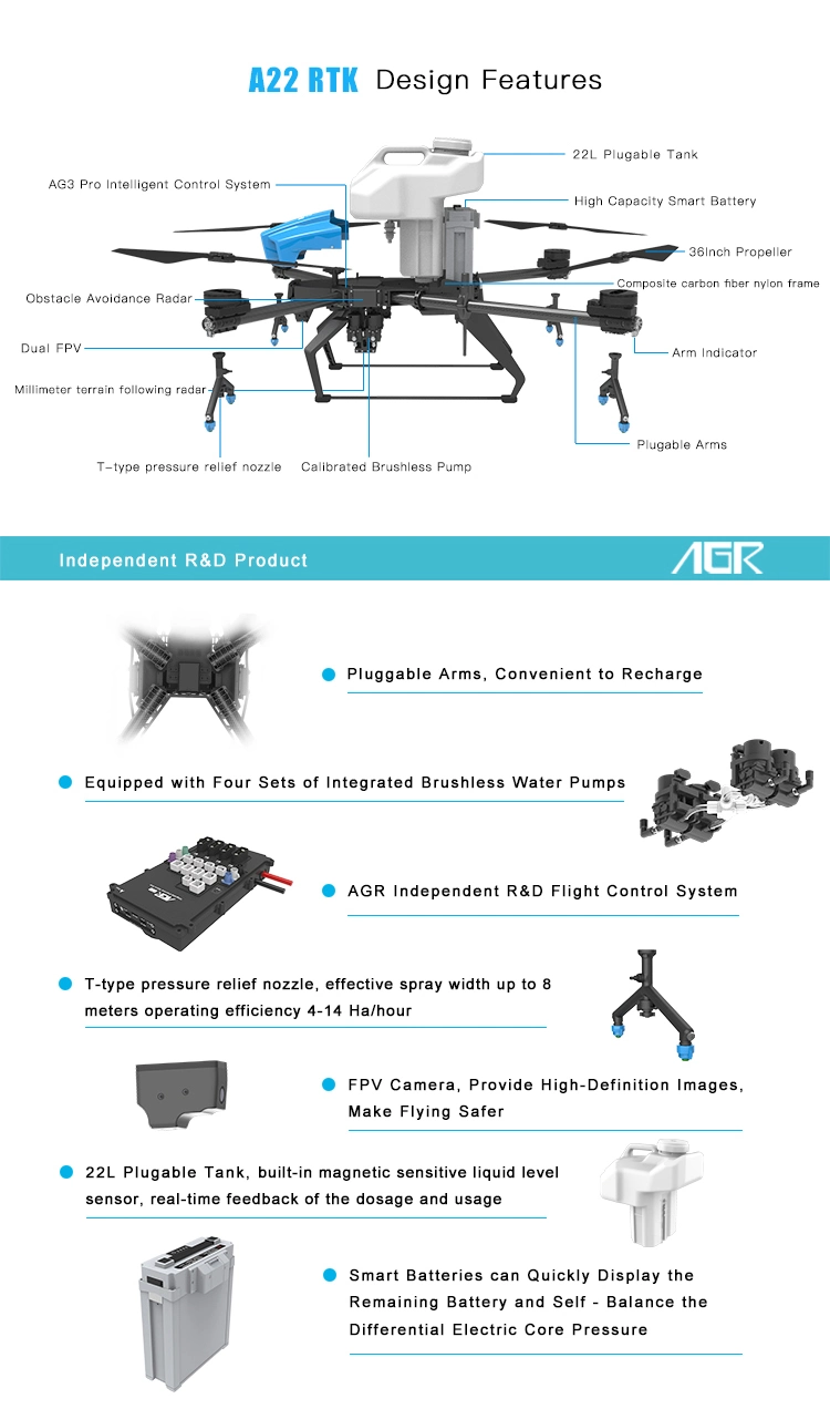 Fpv Auxiliary Quadcopter 22liter/22kg Foldable Drone Uav Agriculture Sprayer